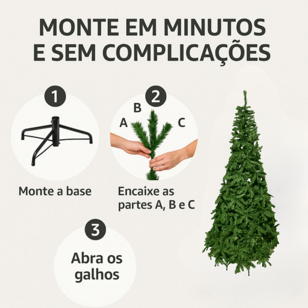 Arvore Natal 2,40m 1300 Galhos Gigante Shopping Luxo Premium