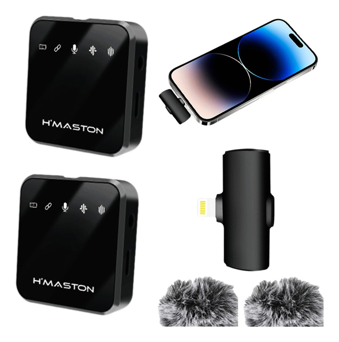 Microfone Lapela Sem Fio Duplo Profissional iPhone Lightning Premium