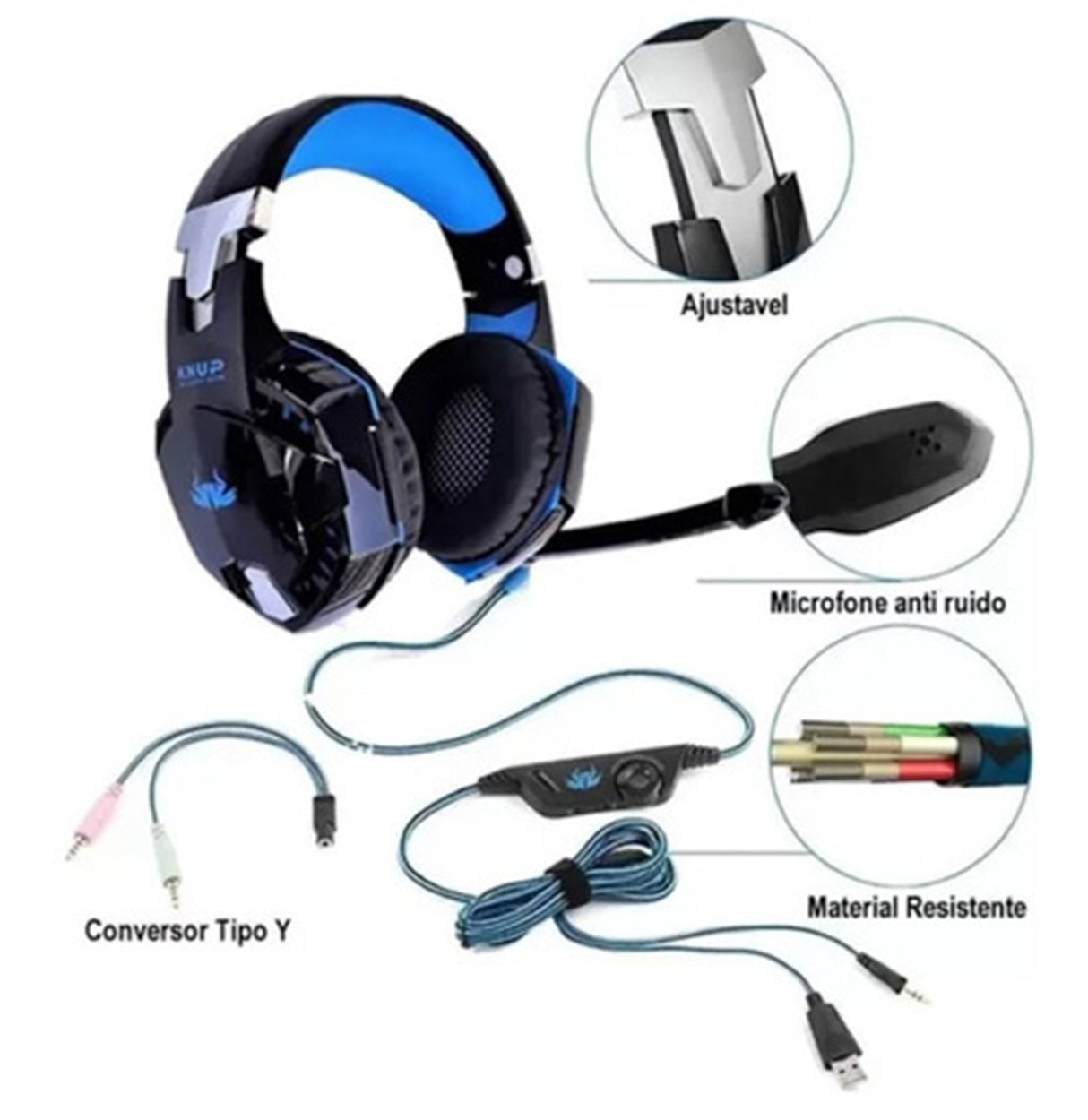 Fone Ouvido Gamer Headset Led Compatível Pc Ps5 Xbox Celular
