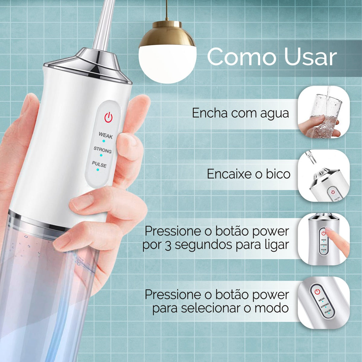 Irrigador Bucal Limpador Prótese Waterpik Água Elétrico Usb