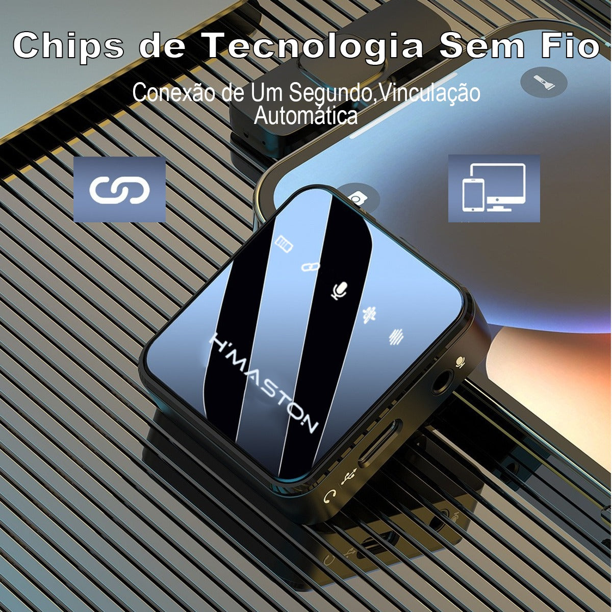 Microfone Lapela Sem Fio Duplo Profissional iPhone Lightning Premium