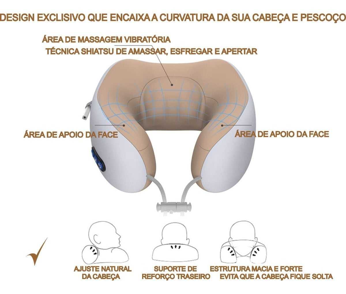 Massageador De Pescoço Lombar Almofada Relaxante Cervical