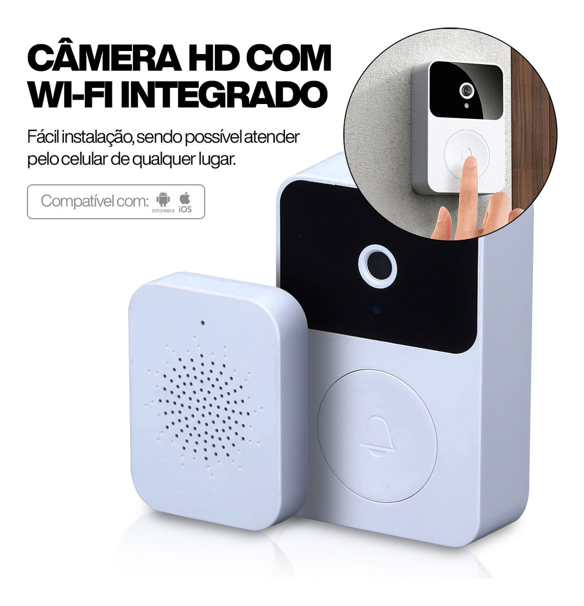 Campainha Sem Fio Residencial Inteligente Wifi Video Premium