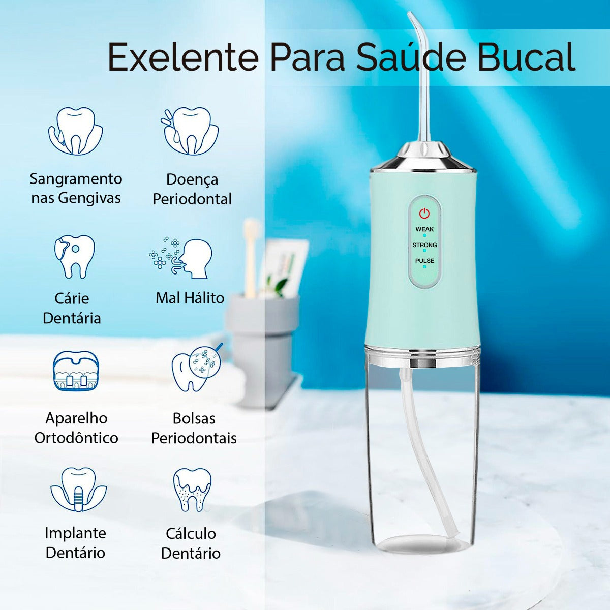 Irrigador Bucal Limpador Prótese Waterpik Água Elétrico Usb