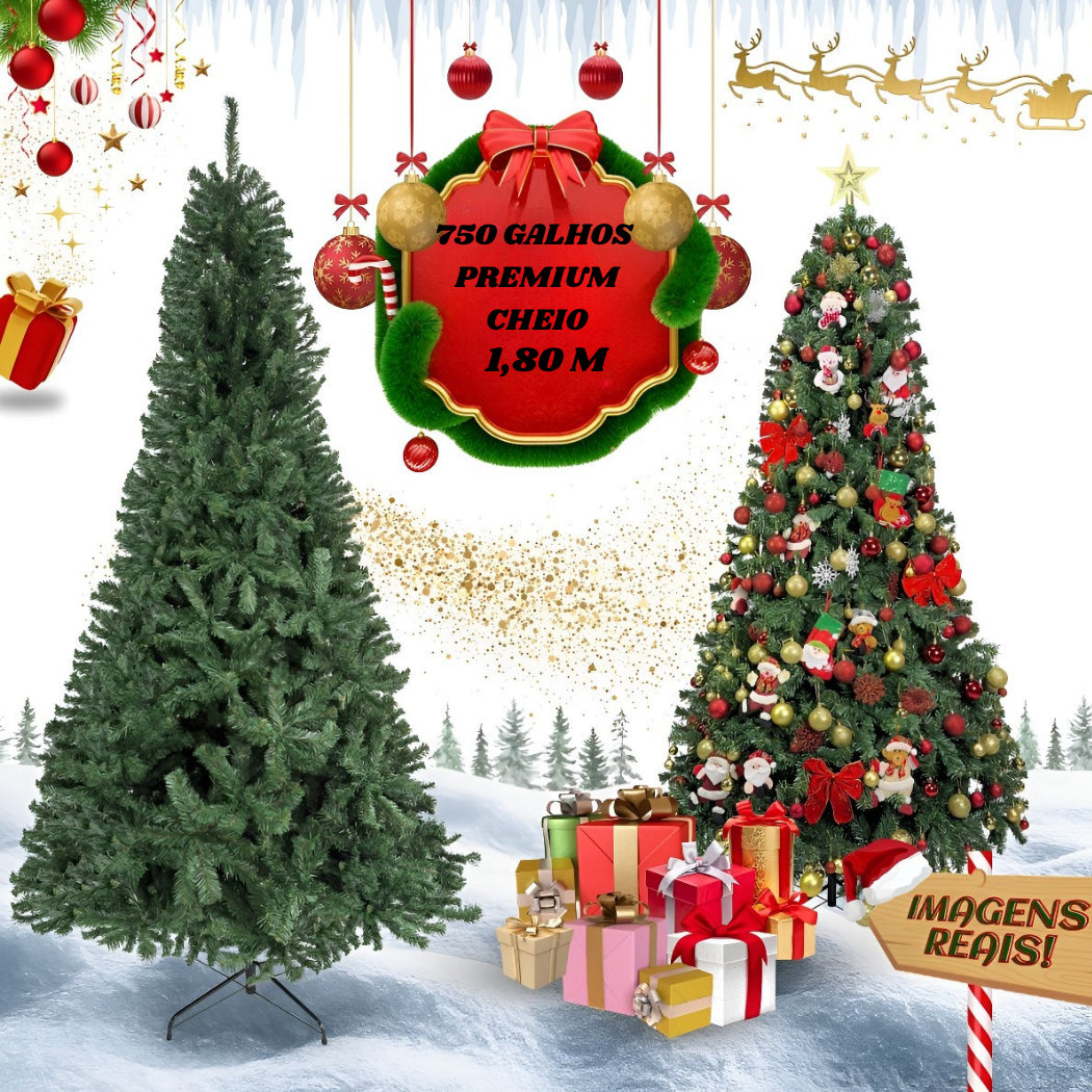 Arvore Natal Premium Super Luxo 180cm 750 Galho Cheio Grande
