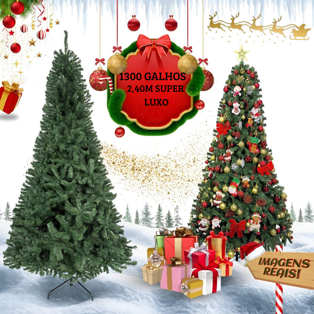 Arvore Natal Premium Gigante Luxo 240cm 1300 Galhos Cheio