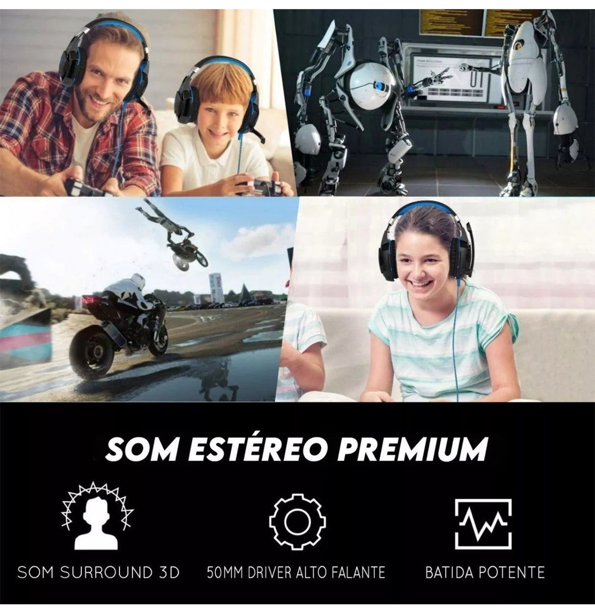 Fone Ouvido Gamer Headset Led Compatível Pc Ps5 Xbox Celular