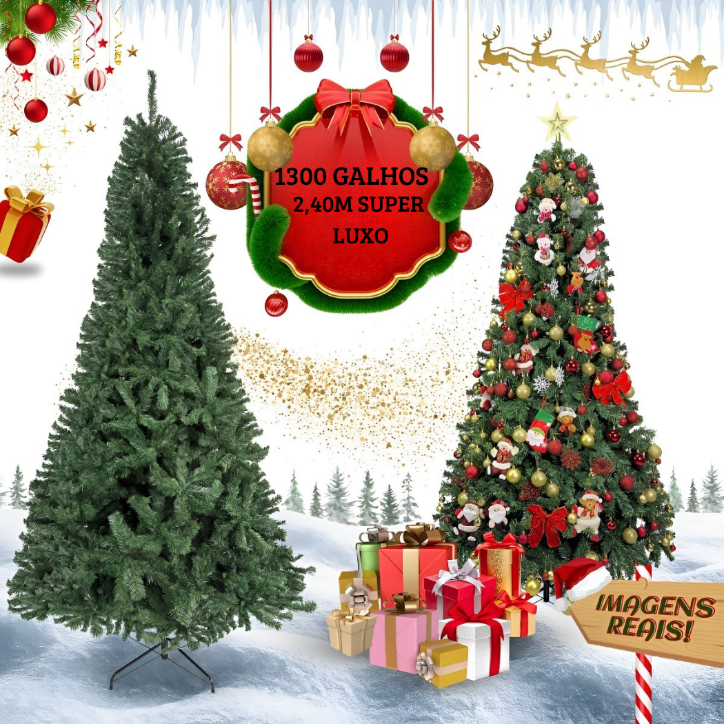 Arvore Natal 2,40m 1300 Galhos Gigante Shopping Luxo Premium