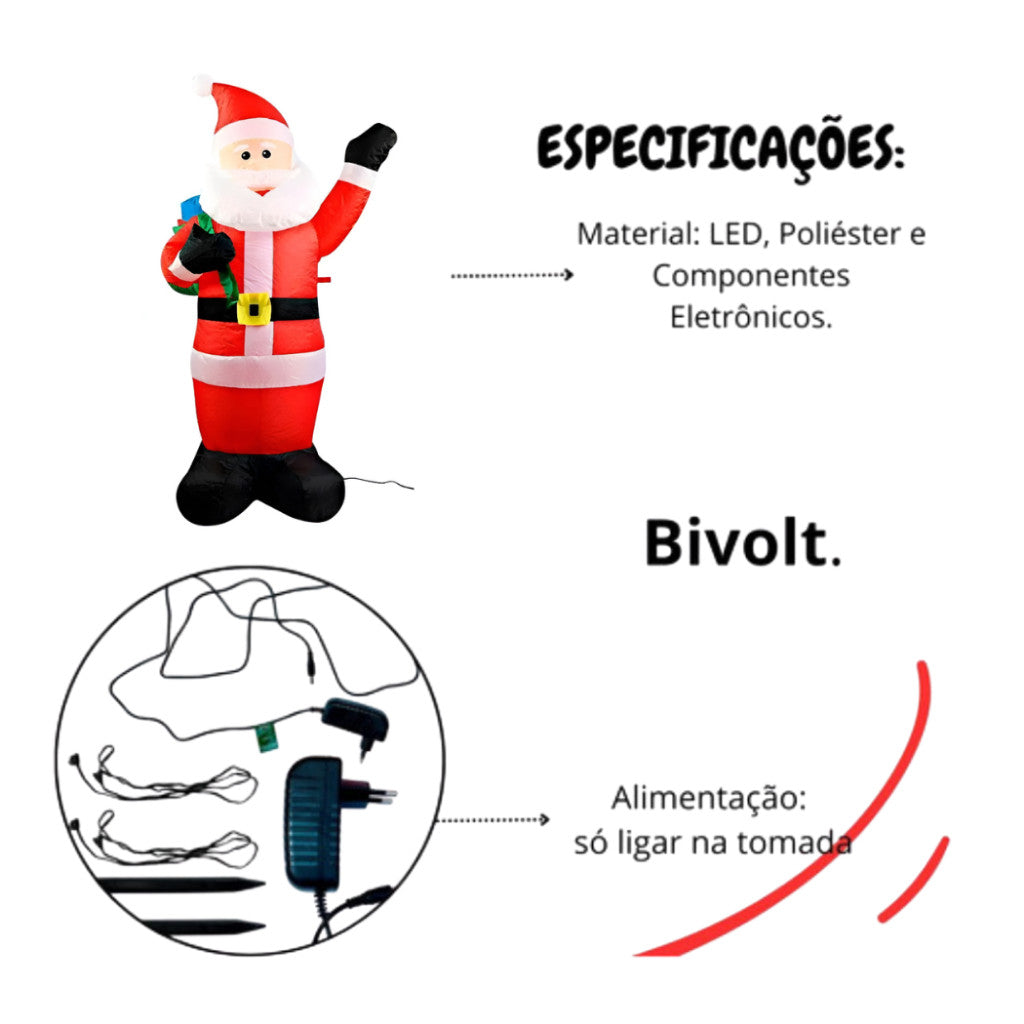 Papai Noel Inflável Decoração Natal Gigante Grande Premium