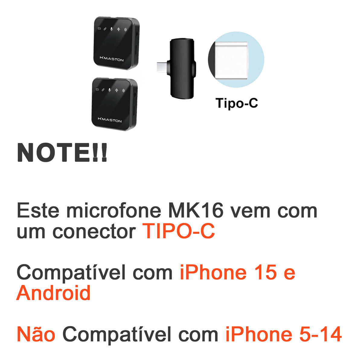 Microfone Lapela Sem Fio Duplo Profissional Android Tipo C Premium