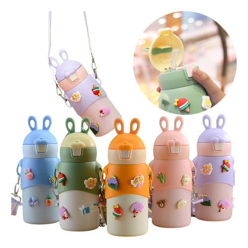 Garrafa Infantil Termica Com Alça Inox Escolar Menino Menina