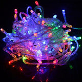 10 Pisca Pisca Natal 10m 100 Led Fixo Colorido Macho Femea - Fio Transparente