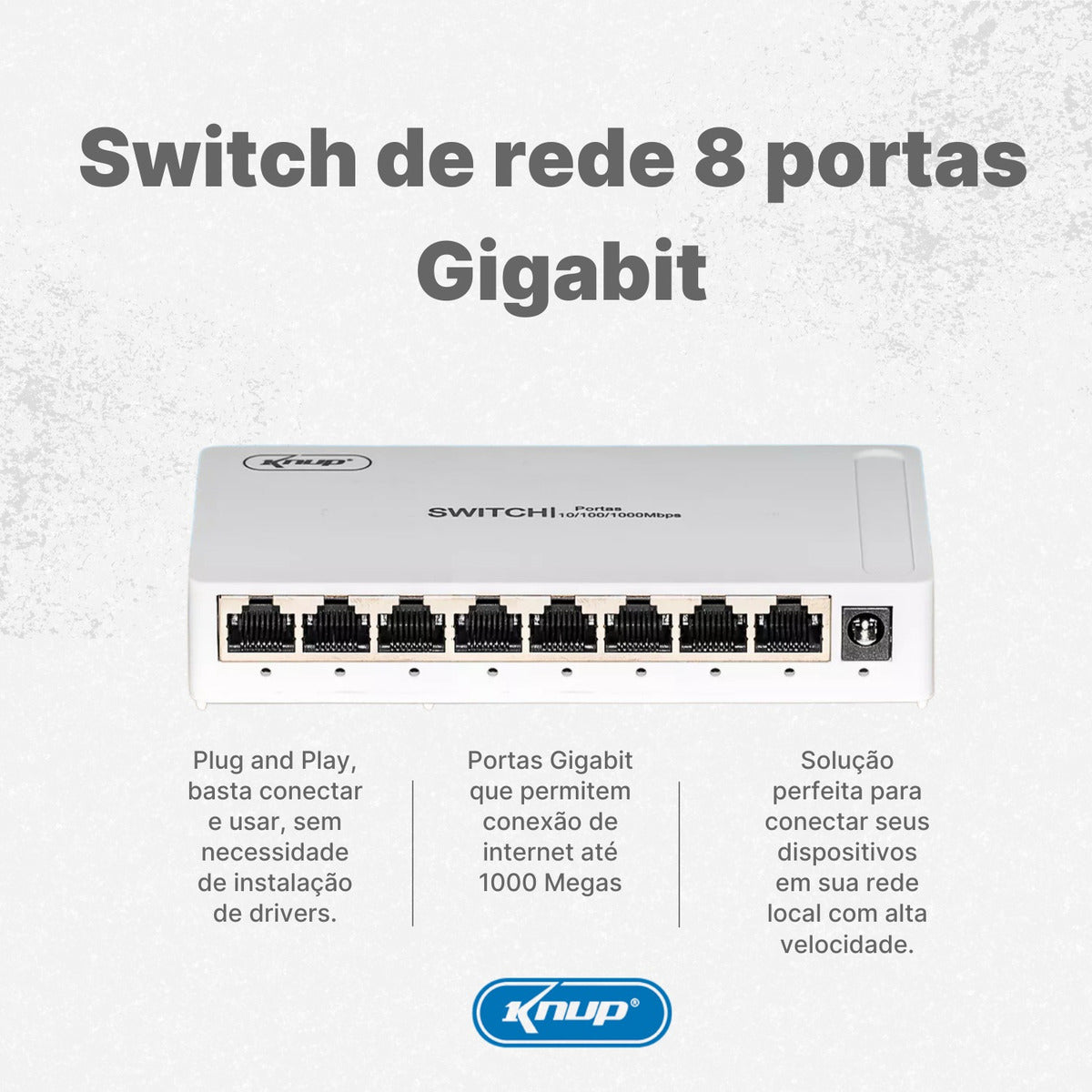 Switch 8 Portas Gigabit Rede 10/1000mbps Hub Bivolt Premium