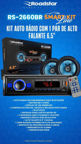 Radio Automotivo Bluetooth Potente + 2 Alto Falante Premium