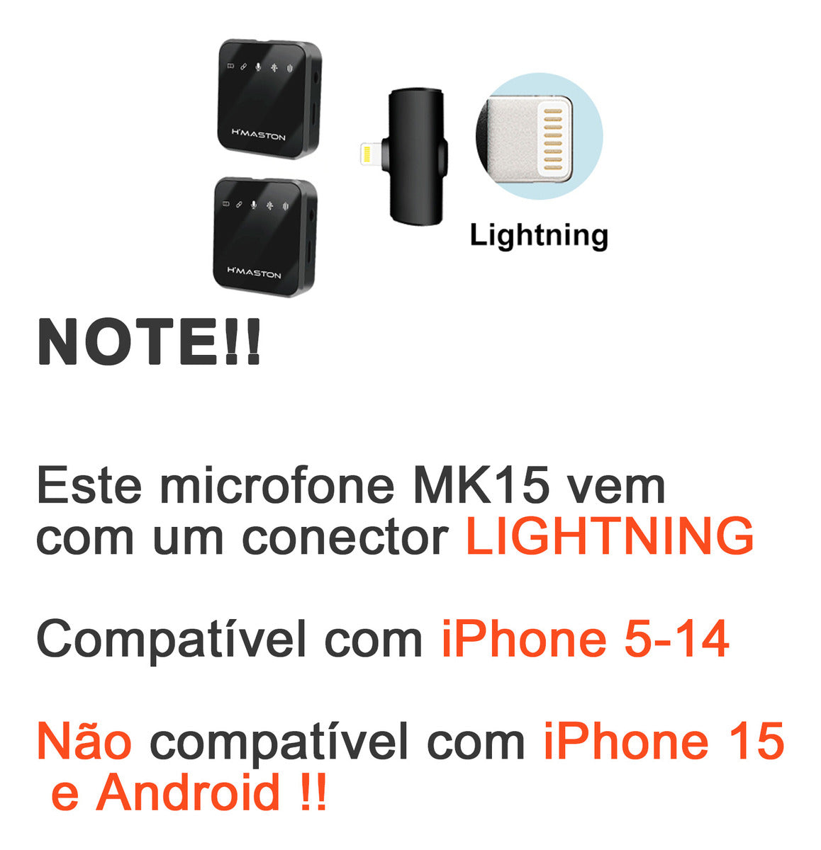 Microfone Lapela Sem Fio Duplo Profissional iPhone Lightning Premium