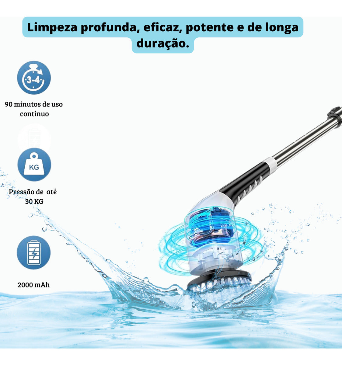 Escova De Limpeza Esfregão Mop Elétrico 9 Em 1 Giratório 360