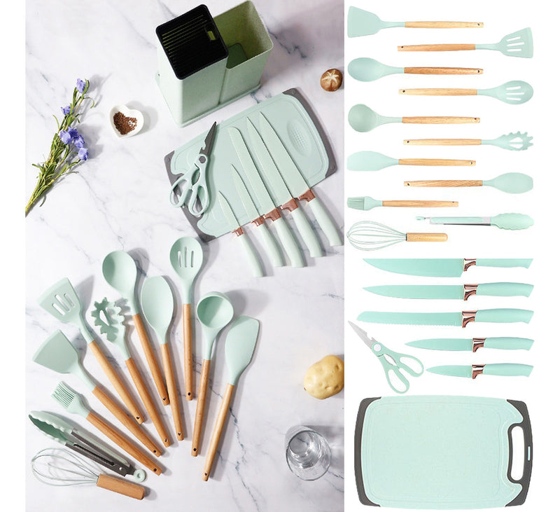 Kit Utensílios De Cozinha Silicone Completo Luxo Premium