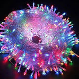 10 Pisca Pisca Natal 10m 100 Led Fixo Colorido Macho Femea - Fio Transparente