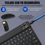 Teclado Mouse Sem Fio Bluetooth Slim Tablet Notebook Premium