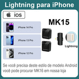 Microfone Lapela Sem Fio Duplo Profissional iPhone Lightning Premium