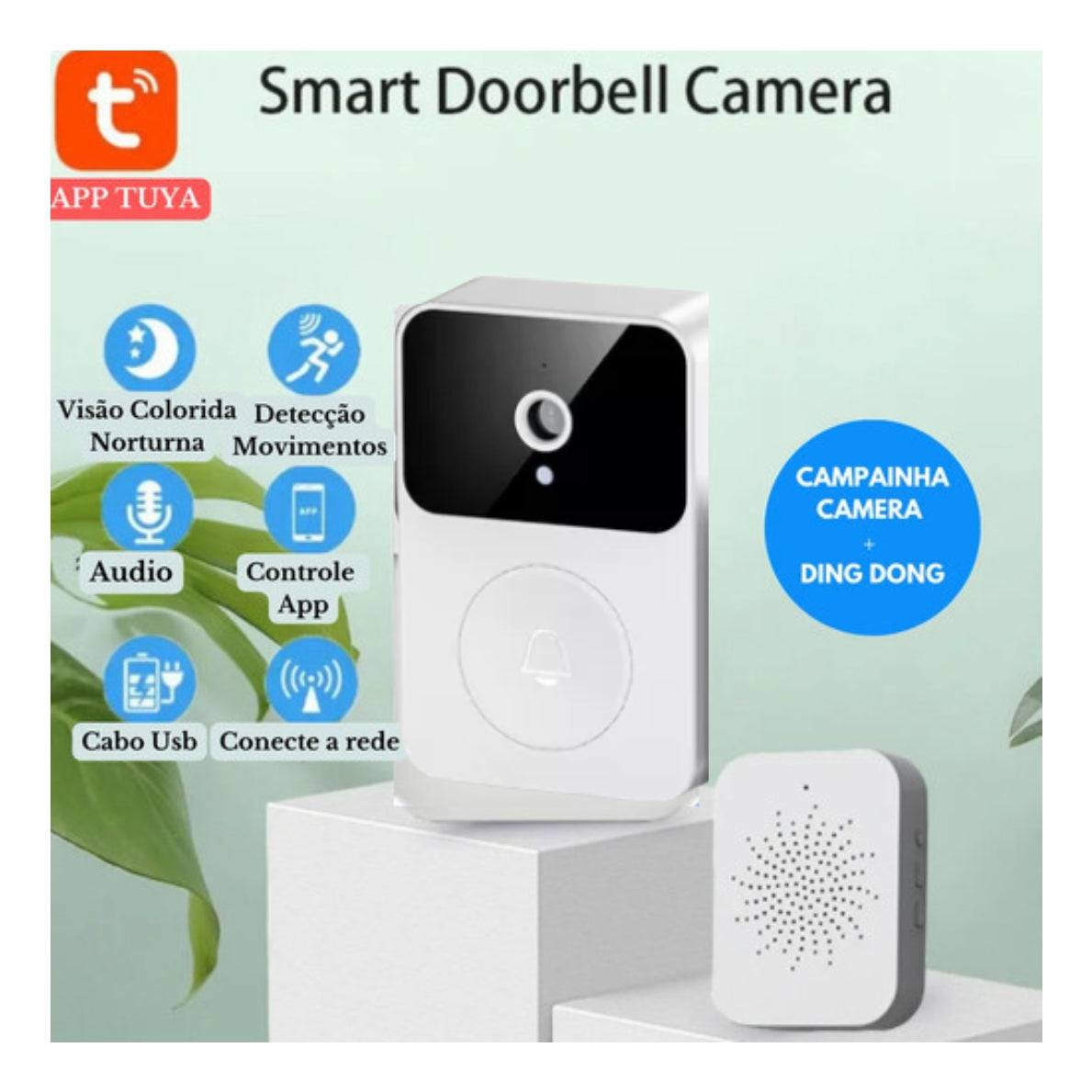 Campainha Sem Fio Residencial Inteligente Wifi Video Premium