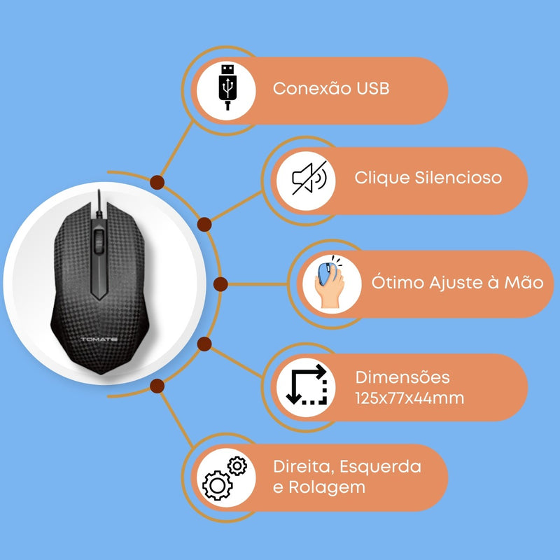 Kit Teclado E Mouse Usb Ultra Silencioso Ergonômico Premium