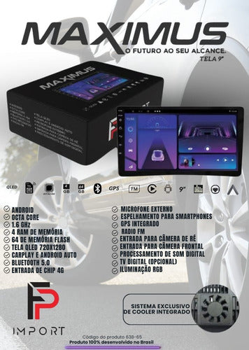 Central Multimídia Universal 9 Pol Carplay Android Premium