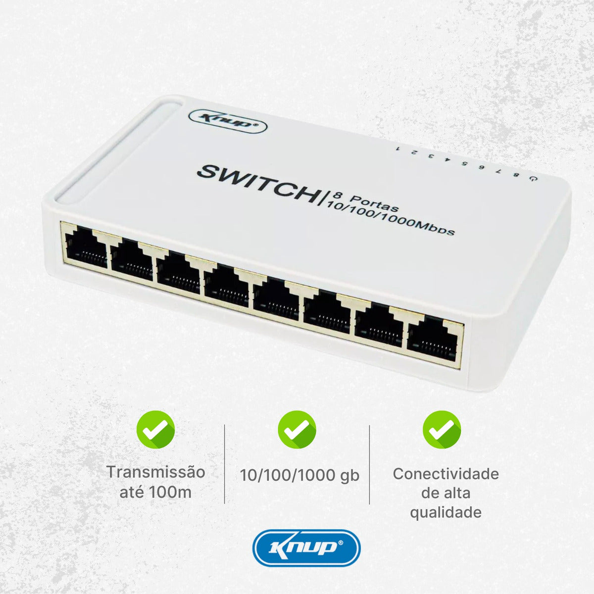 Switch 8 Portas Gigabit Rede 10/1000mbps Hub Bivolt Premium