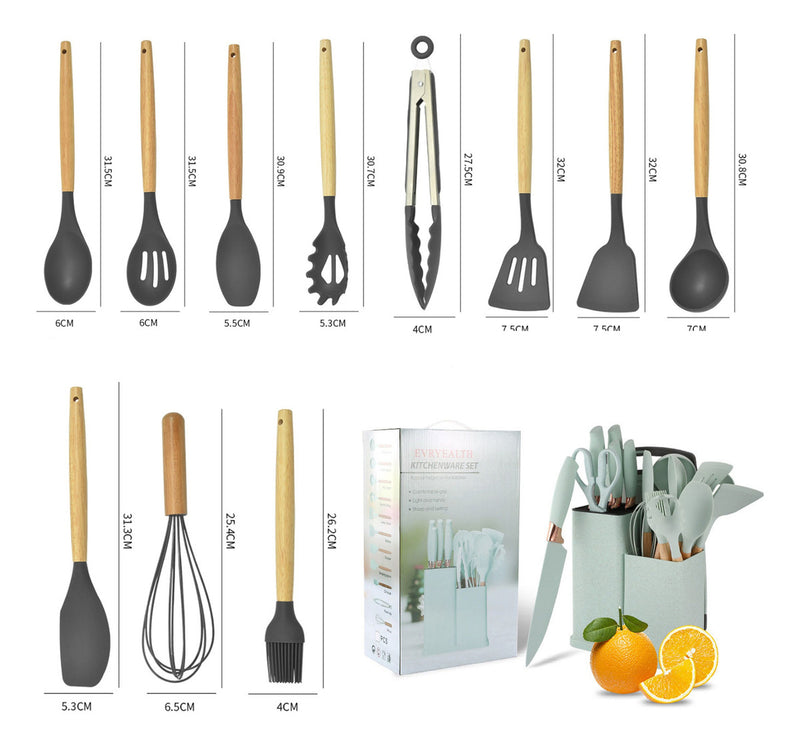 Kit Utensílios De Cozinha Silicone Completo Luxo Premium
