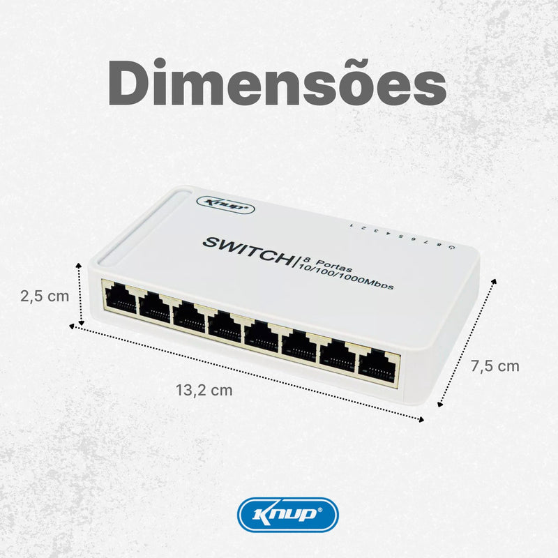 Switch 8 Portas Gigabit Rede 10/1000mbps Hub Bivolt Premium