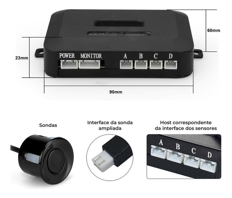 Sensor Estacionamento Universal Sonoro Com Display Premium