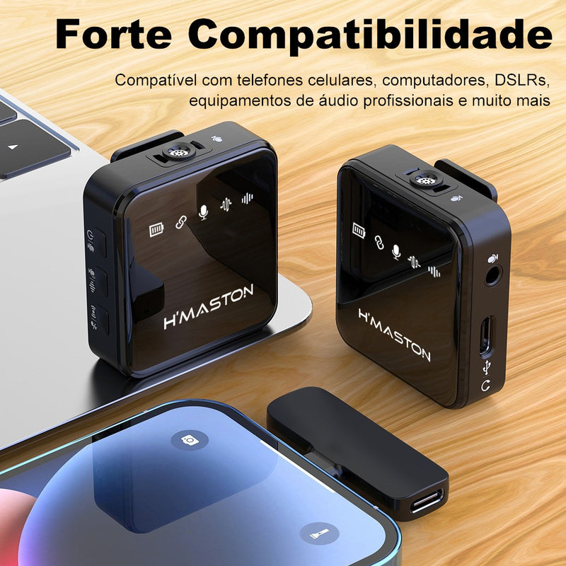 Microfone Lapela Sem Fio Duplo Profissional Android Tipo C Premium
