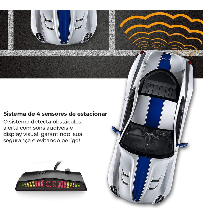 Sensor Estacionamento Universal Sonoro Com Display Premium