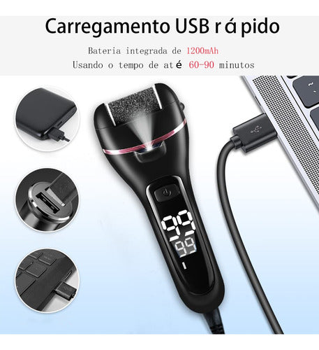 Lixadeira Pés Elétrico Recarregavel Removedor Rachaduras Calos Premium