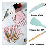 Kit Utensílios De Cozinha Silicone Completo Luxo Premium