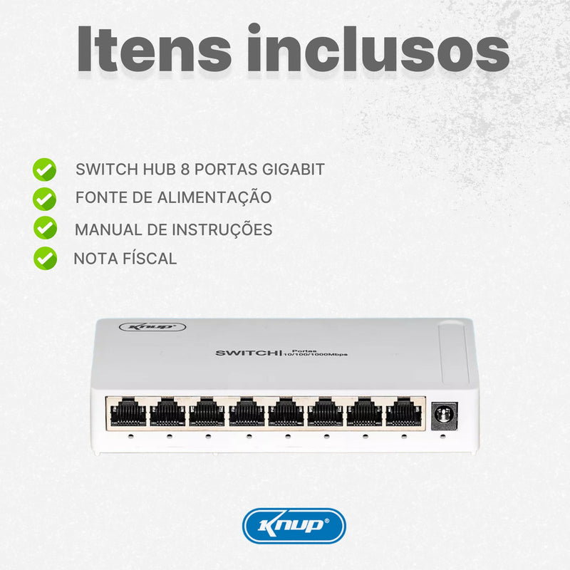 Switch 8 Portas Gigabit Rede 10/1000mbps Hub Bivolt Premium