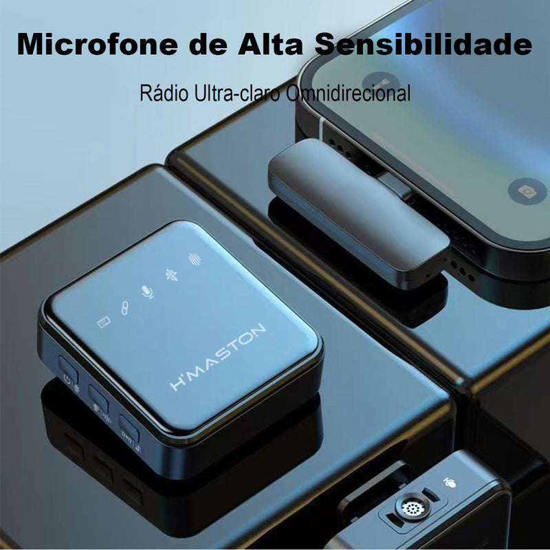 Microfone Lapela Sem Fio Duplo Profissional iPhone Lightning Premium