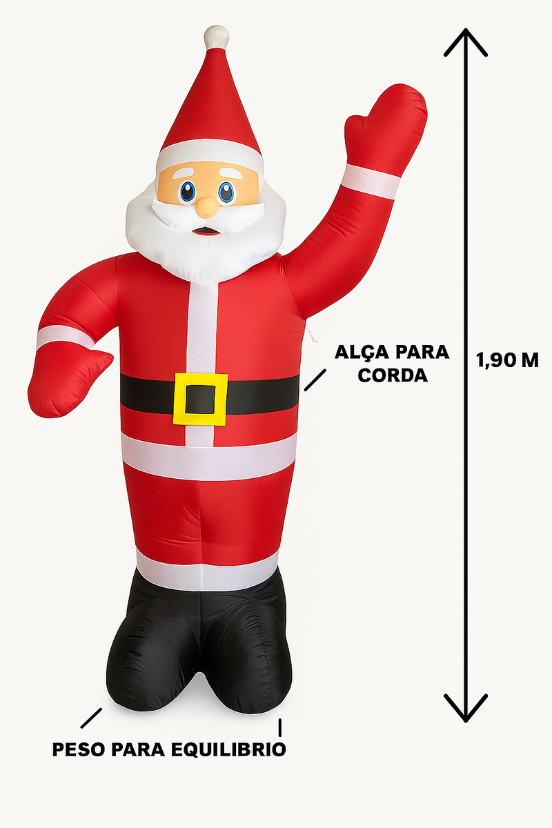Papai Noel Inflável Decoração Natal Grande Gigante 1,90 Premium