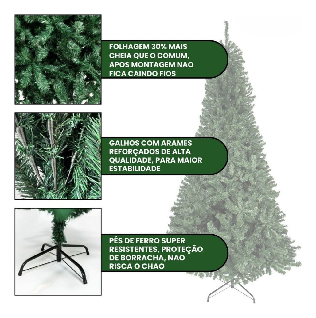 Arvore Natal 1,80m 750 Galhos Encorpada Cheia Luxo Premium