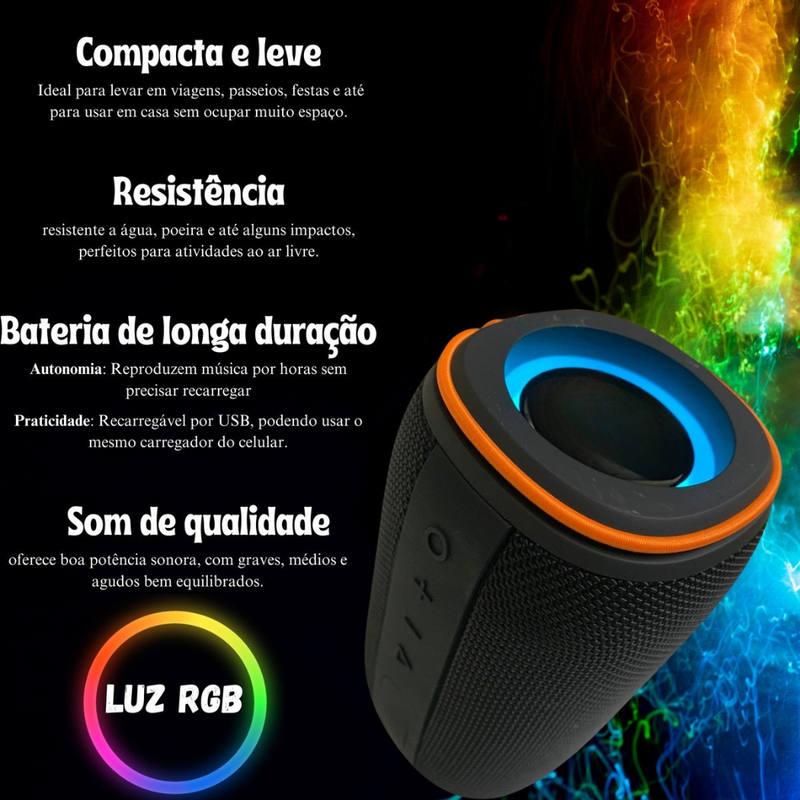 Caixa Som Bluetooth Potente Graves Alto Prova Agua Premium