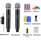 2 Microfone Sem Fio Duplo Profissional Uhf Karaoke Igreja Palestra Premium