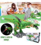 Dragão Robo Brinquedo Dinossauro Anda Bate Asas Solta Fumaça