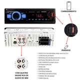 Radio Automotivo Bluetooth Potente Com 7 Led Pendrive Premium