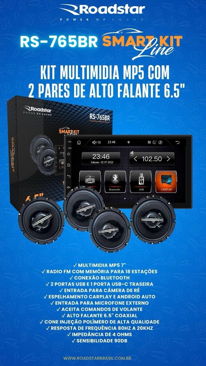 Multimidia 7 Pol Bluetooth Carplay + 4 Alto Falante Premium