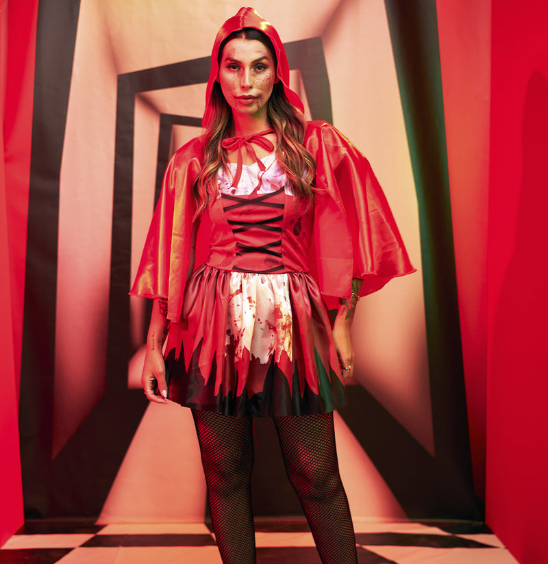 Fantasia Halloween Feminino Chapeuzinho Vermelho Adulto Luxo Premium C