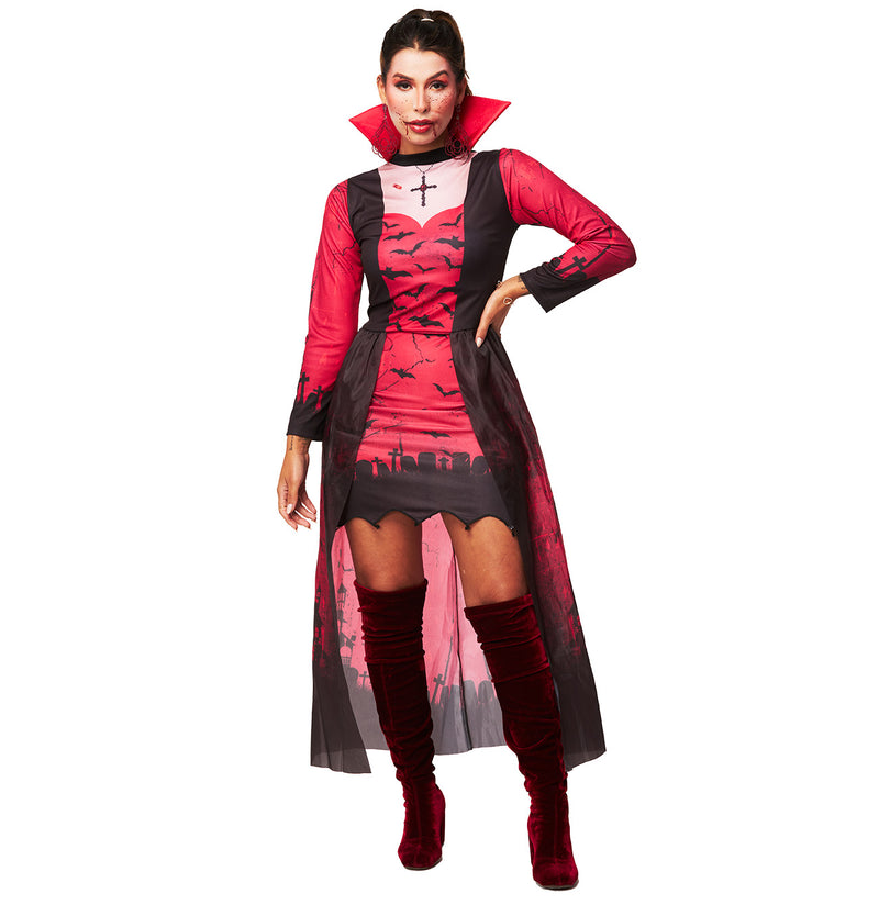Festa Fantasia Hallowen Feminino Adulto Vampira Luxo Premium