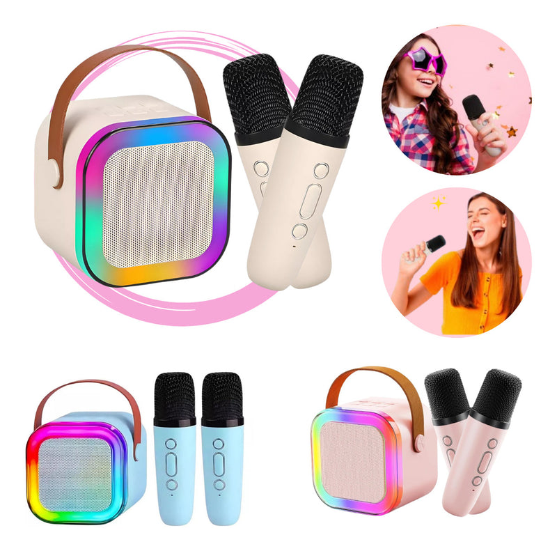 Caixa Som Karaokê Bluetooth Infantil 2 Microfone Led Premium