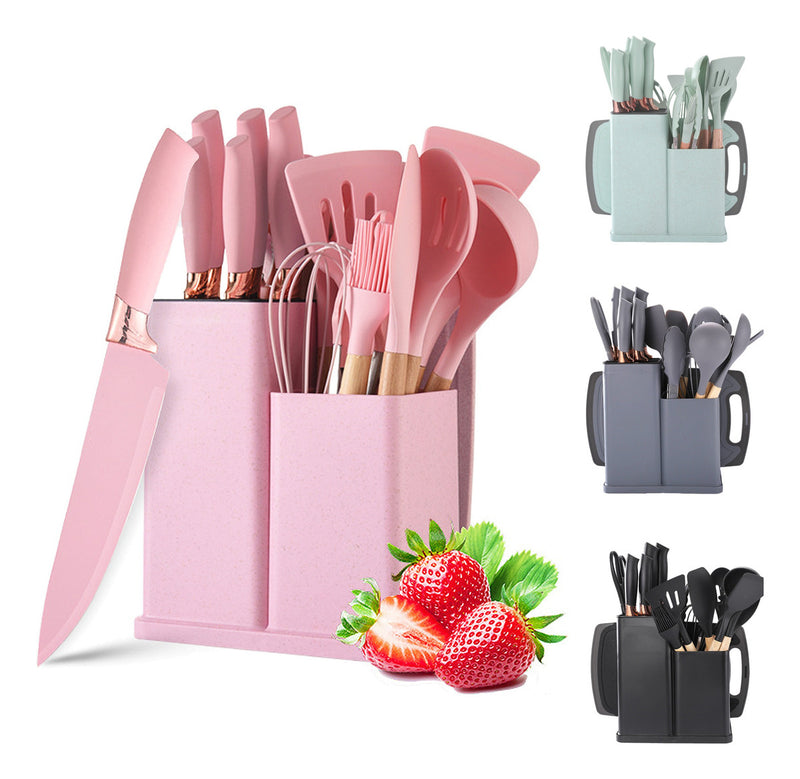 Kit Utensílios De Cozinha Silicone Completo Luxo Premium