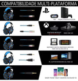 Fone Ouvido Gamer Headset Led Compatível Pc Ps5 Xbox Celular