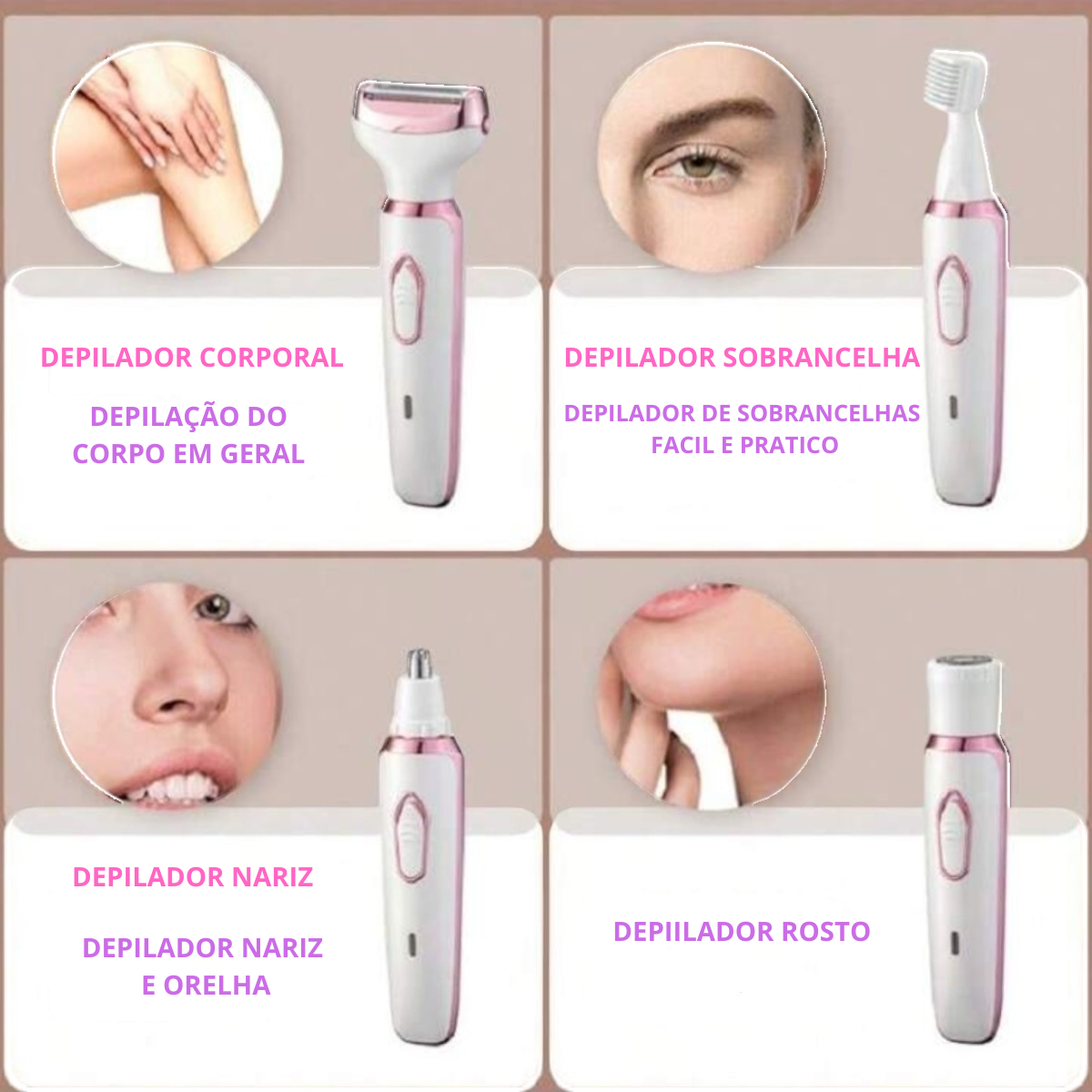 Depilador Elétrico Feminino Profissional Recarregavel Removedor De Pelos Eletrico Premium